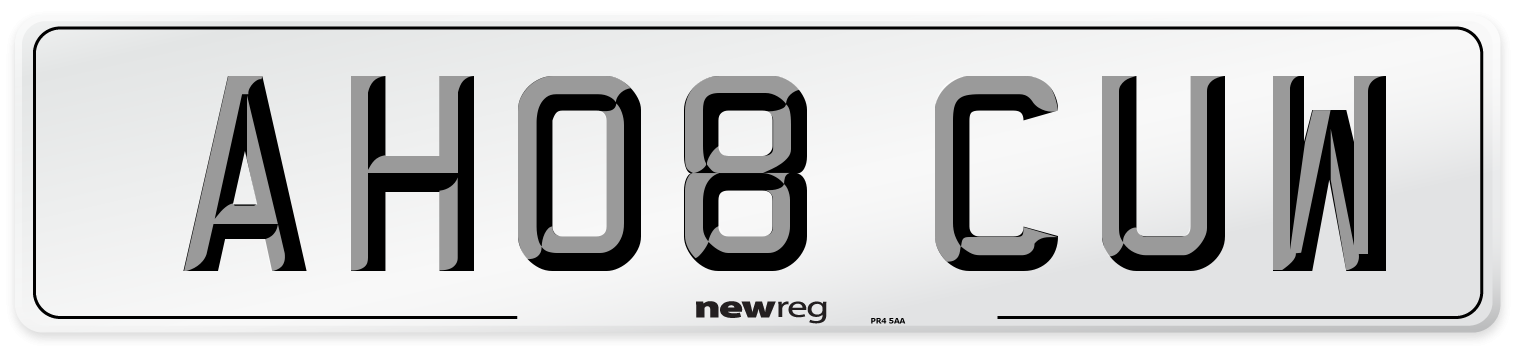 AH08 CUW Number Plate from New Reg